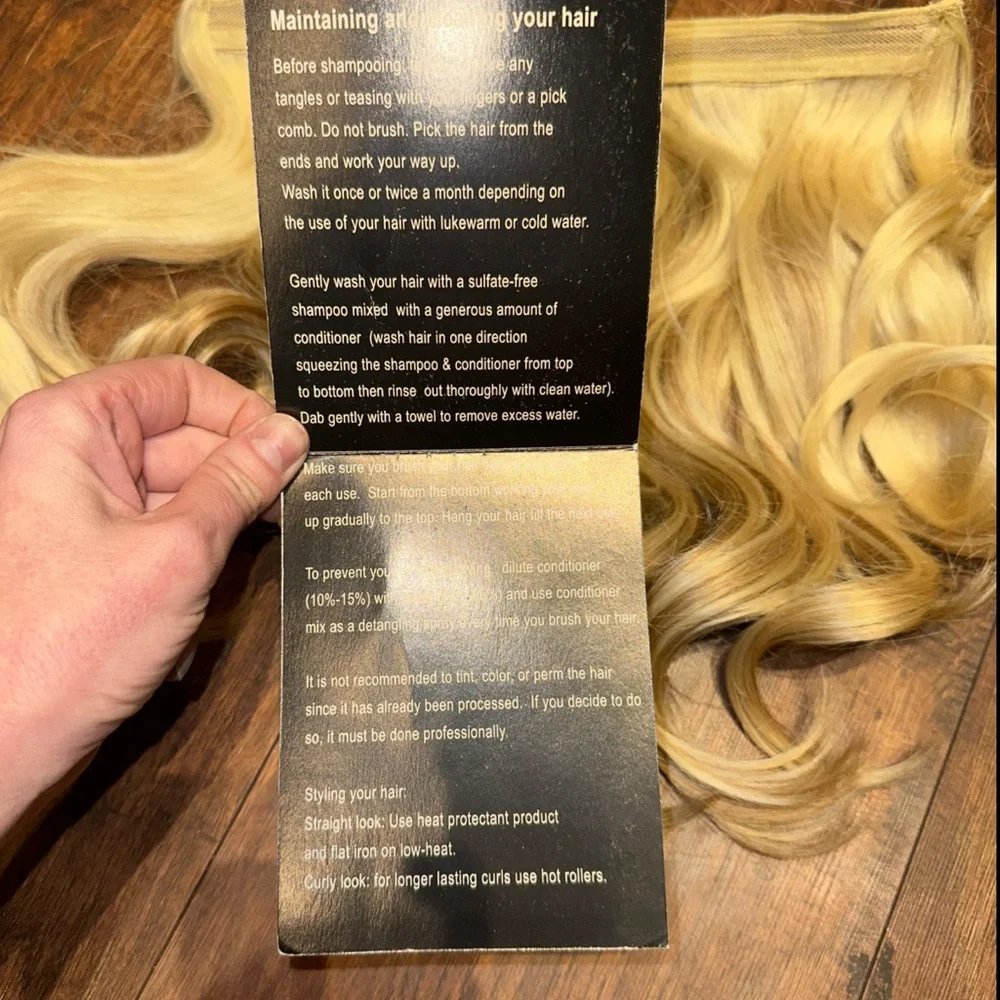 Sizzle Hair Extensions String Halo Style Light Blonde 12”-16” 100 Gram 27/613.